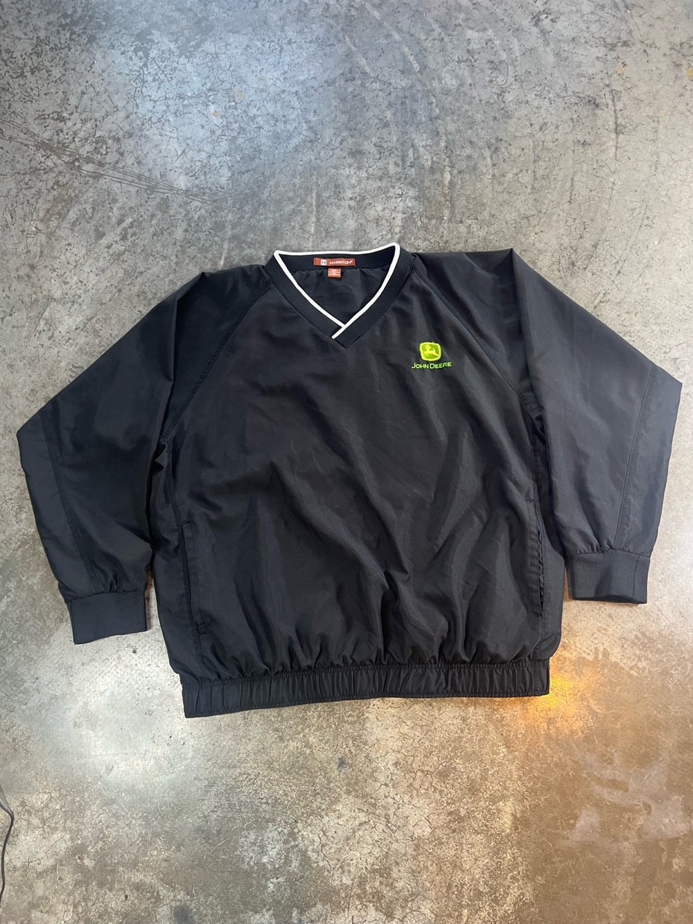 John Deere Harriton N1700 Black Pullover Windbreaker Jacket Large
